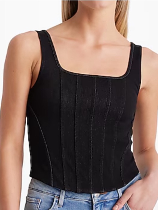 Express Tops - Express Black Denim Body Contour Square Neck Corset Top Size XL NWT!